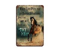 When Life Puts You in Tough Situations Don't Say Why Me Just Say Try Me Poster Tin Sign Vintage Metal Pub Club Cafe bar Home Wall Art Decoration Poster Retro 8x12inch(20x30cm)
