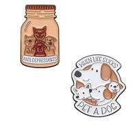 When Life Sucks Enamel Pin Set - 2 Pcs Dog Medicine Bottle Lapel Pin Funny Anti Depressants Brooches For Friends & Doctor Gift