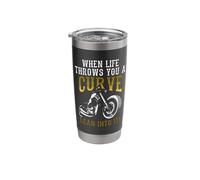 When Life Throws You A Curve Lean Into It Biker Motorcycle Stainless Steel Insulated Tumbler