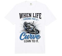 When Life Throws You A Curve Lean Into It Motorcycle Biker Comfort Colors Adult Heavyweight T-Shirt
