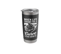 When Life Throws You A Curve Lean Into It Motorcycle Biker Stainless Steel Insulated Tumbler