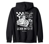 When Life Throws You A Curve Lean Into It Motorcycle Biker Zip Hoodie