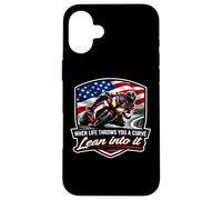 When Life Throws You A Curve Lean Into It Motorcycle Rider Case for iPhone 16 Plus