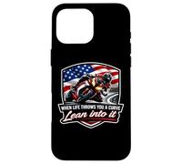 When Life Throws You A Curve Lean Into It Motorcycle Rider Case for iPhone 16 Pro Max