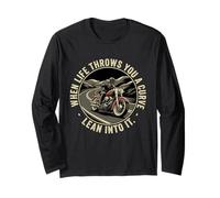 When Life Throws You A Curve Lean Into It Motorcycle Rider Long Sleeve T-Shirt