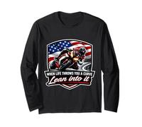 When Life Throws You A Curve Lean Into It Motorcycle Rider Long Sleeve T-Shirt