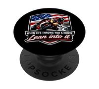 When Life Throws You A Curve Lean Into It Motorcycle Rider PopSockets Adhesive PopGrip