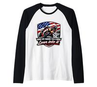 When Life Throws You A Curve Lean Into It Motorcycle Rider Raglan Baseball Tee