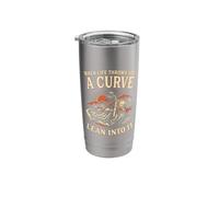 When Life Throws You A Curve Lean Into It Motorcycle Rider Stainless Steel Insulated Tumbler