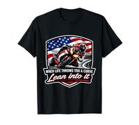 When Life Throws You A Curve Lean Into It Motorcycle Rider T-Shirt