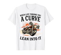 When Life Throws You A Curve Lean Into It Motorcycle Rider Value Graphic T-Shirt, Men, White, M