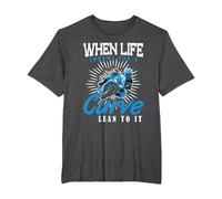 When Life Throws You A Curve Lean Into It Motorcycle T-Shirt, Men's Big and Tall, Dark Heather Grey, 2X Tall