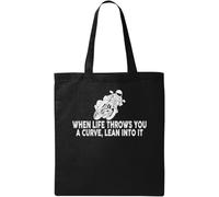 When Life Throws You A Curve Lean Into It Natural Ecological Cotton Tote Bag Black