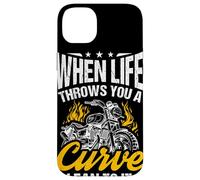 WHEN LIFE THROWS YOU A CURVE LEAN TO IT Biker Motivational Case for iPhone 14 Plus