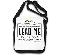 When My Heart is Overwhelmed Lead Me to The Rock That is Higher Than I Psalm 61 2 Shoulder Bag White