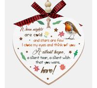 When Nights are Cold and Stars are Few I Think of You Wood Ornament - Robin Christmas Decoration - Sympathy Wooden Heart Keepsake - Gift for Loss