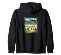 When Nothing Goes Right Go Left Retro Graphic Zip Hoodie