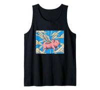 When Pigs Fly Cartoon Surreal Animal Artwork Tank Top