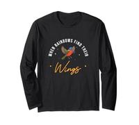 When Rainbows Find Their Wings Painted Bunting Ornithologist Long Sleeve T-Shirt