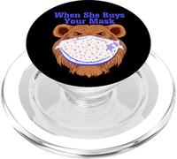 When She Buys Your Mask Funny Bear Wearing Heart Face Mask PopSockets PopGrip for MagSafe