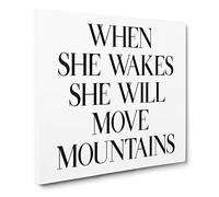 When She Wakes Modern Typography Quote Canvas Print | Gallery Wrapped 30mm Frame Wall Art | 14x14 inches | Ready to Hang | Modern Typography Picture | Living Room Bedroom Lounge Office