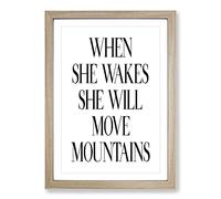 When She Wakes Typography Framed Print | A2 Oak Framed Wall Art | Ready to Hang | Modern Positive Affirmations Picture | Living Room Bedroom Lounge Office