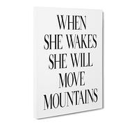 When She Wakes Typography Quote Canvas Print | Gallery Wrapped 30mm Frame Wall Art | 24x16 inches | Ready to Hang | Modern Typography Picture | Living Room Bedroom Lounge Office