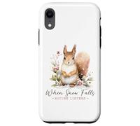 When snow falls nature listens winter cold snowing squirrel Case for iPhone XR