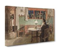 When The Children Have Gone To Bed By Carl Larsson Canvas Print | Gallery Wrapped 30mm Frame Wall Art | 30x20 inches | Ready to Hang | Classic People Picture | Living Room Bedroom Lounge Office