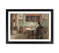 When The Children Have Gone to Bed by Carl Larsson Framed Print | A2 Black Framed Wall Art | Ready to Hang | Modern Nature Picture | Living Room Bedroom Lounge Office