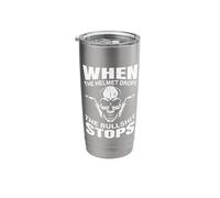 When The Helmet Drops The Bullshit Stops Skull Metal Worker Stainless Steel Insulated Tumbler