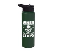 When The Helmet Drops The Bullshit Stops Skull Metal Worker Stainless Steel Insulated Water Bottle
