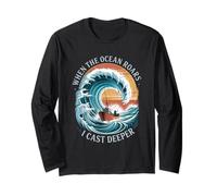 When The Ocean Roars I Cast Deeper Summer Saltwater Fishing Long Sleeve T-Shirt