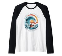 When The Ocean Roars I Cast Deeper Summer Saltwater Fishing Raglan Baseball Tee