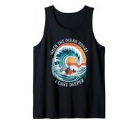 When The Ocean Roars I Cast Deeper Summer Saltwater Fishing Tank Top