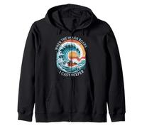 When the Ocean Roars I Cast Deeper Summer Saltwater Fishing Zip Hoodie