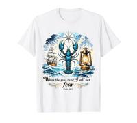 When The Seas Roar I Will Not Fear Value Graphic T-Shirt, Men, White, S