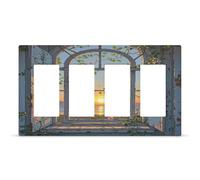 When The Sun Goes Down Outlet Cover Hidden Screw Light Switch Cover Polycarbonate Thermoplastic 4-Gang Faceplate Covers Fashion Decorative Wall Plate for House Size 8.3"x 4.7"