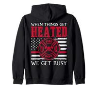 When Things Get Heated Firefighter Fire Truck Fire Rescuer Zip Hoodie