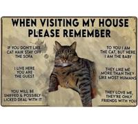 When Visiting a Cat House - Vintage Tin Sign, Reproduction Vintage Retro Poster, Pub Bar Kitchen Garden Bathroom, Home, Plaque, Decorative Wall Art, 2 Sizes (A4)
