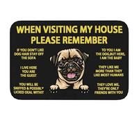 When Visiting My House Please Remember Dog Pug Doormat Indoor Retro Entryway Door Mats Indoor Non Slip Welcome Washable Entrance Mat Outdoor Door Mat for Entryway 20 * 32in/50 * 80cm