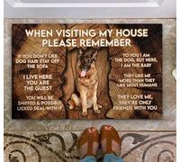 When Visiting My House Please Remember German Shepherd Non Slip Rubber Backed Entryway Rugs for Indoor Outdoor Entrance Floor Door Mat Dries Mat Natural Durable Easy to Maintain 24x16 Inch