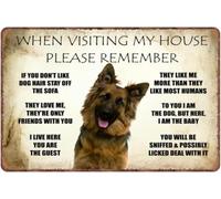 When Visiting My House Please Remember Love Dog Rules German Shepherd Man Cave Retro Tin Sign Room Decoration Wall Sign Home Bedroom Coffee Shop Sign Vintage Plaque Wall Decor 12x16 Inch