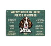 WHEN VISITING MY HOUSE PLEASE REMREMBER dog rules English Springer Spaniel funny dog sign personalized dog name yard Sign home decor 8 x 12 Inch