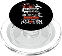 When witches go riding, black cats are seen the moon laughs PopSockets PopGrip for MagSafe