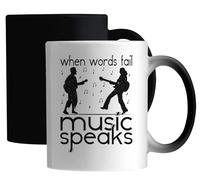 When Words Fail Music Speaks Guitar Musical Notes Ceramic Magic Mug White