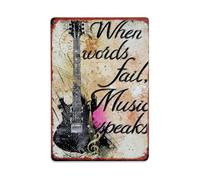When Words Fail Music Speaks Metal Tin Sign Vintage Wall Decor Poster, Ideal for Home Office Living Room Bar Man Cave, 8x12 Inch