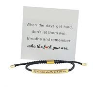 When Words Fail, This Bracelet Speaks - A Gift of Encouragement, Adjustable Motivational Jewelry for Friends & Couples, Handmade Braided Adjustable Inspirational Tube Bracelets (Black Style1)