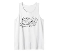 When Words Leave Off Music Begins Vintage Microphone Tank Top