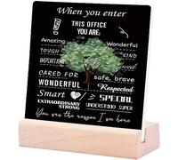 When You Enter This Office You are Amazing Wonderful Elegant Plaque Desk Decor Gift Positive Plaque with Wooden Stand Office Inspirational Plaque Sign, Encouragement Cheer Up Gifts